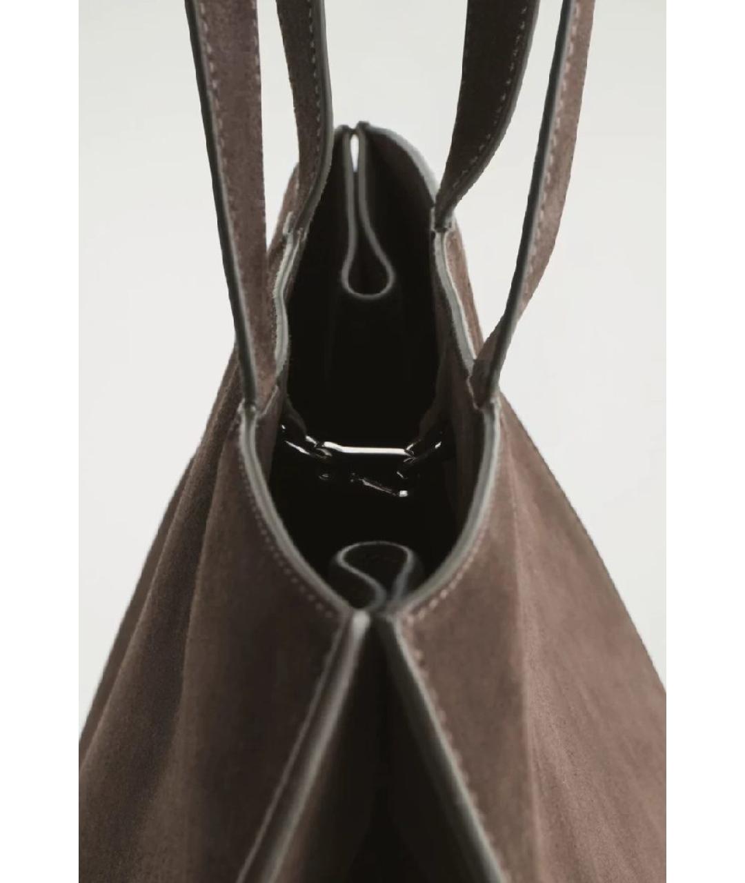 COS Коричневая замшевая сумка тоут, фото 3