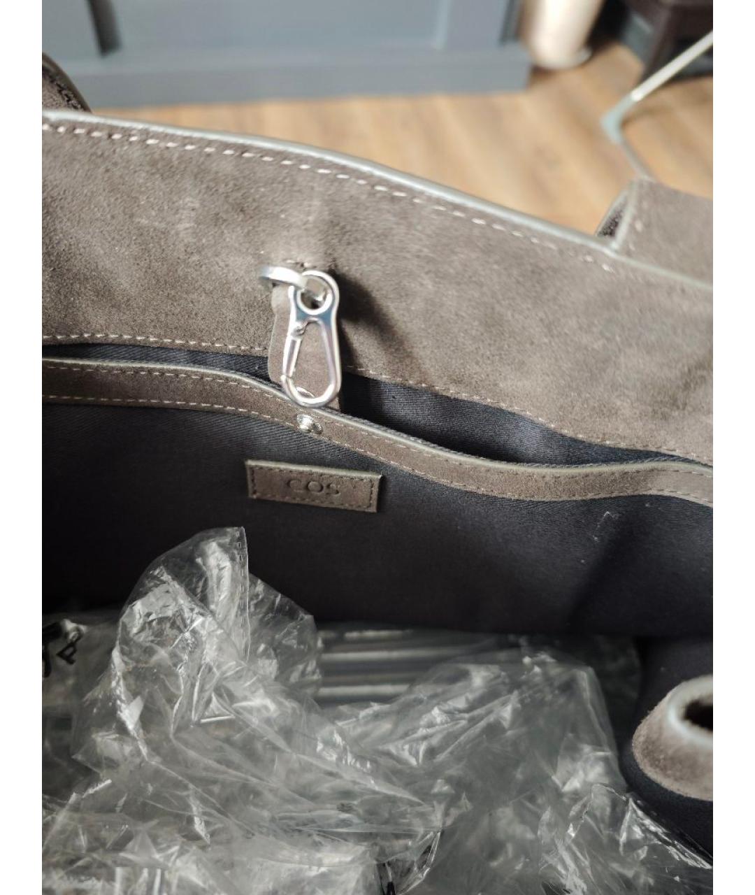 COS Коричневая замшевая сумка тоут, фото 8