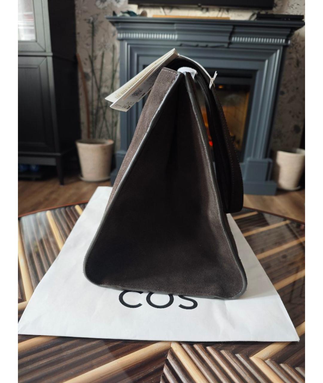 COS Коричневая замшевая сумка тоут, фото 7