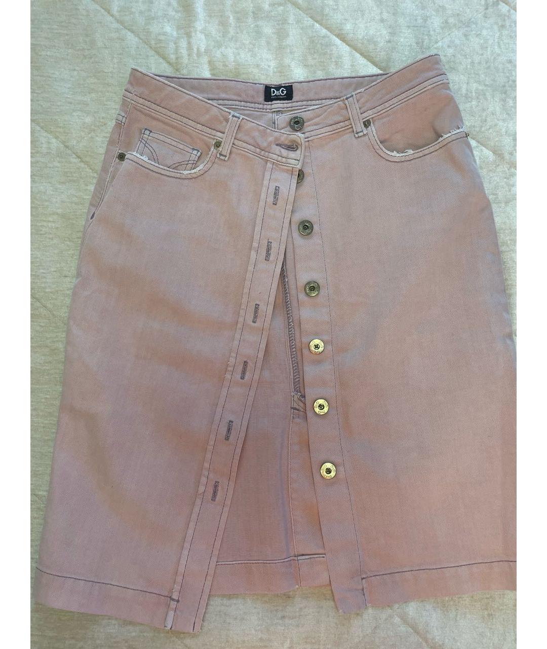 DOLCE&GABBANA Розовая деним юбка мини, фото 4