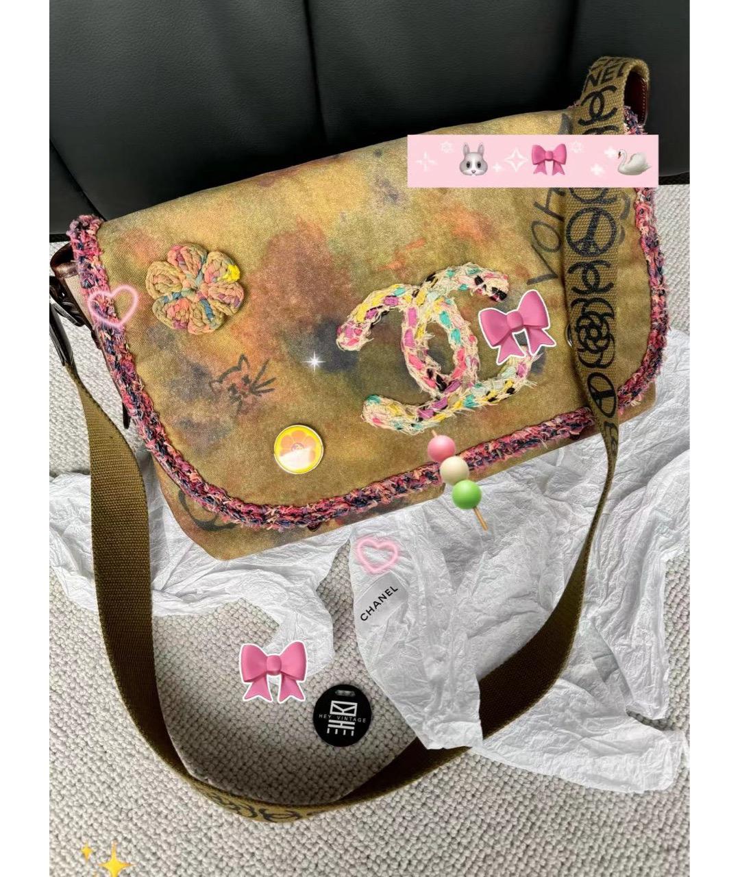 CHANEL Желтая тканевая сумка через плечо, фото 3