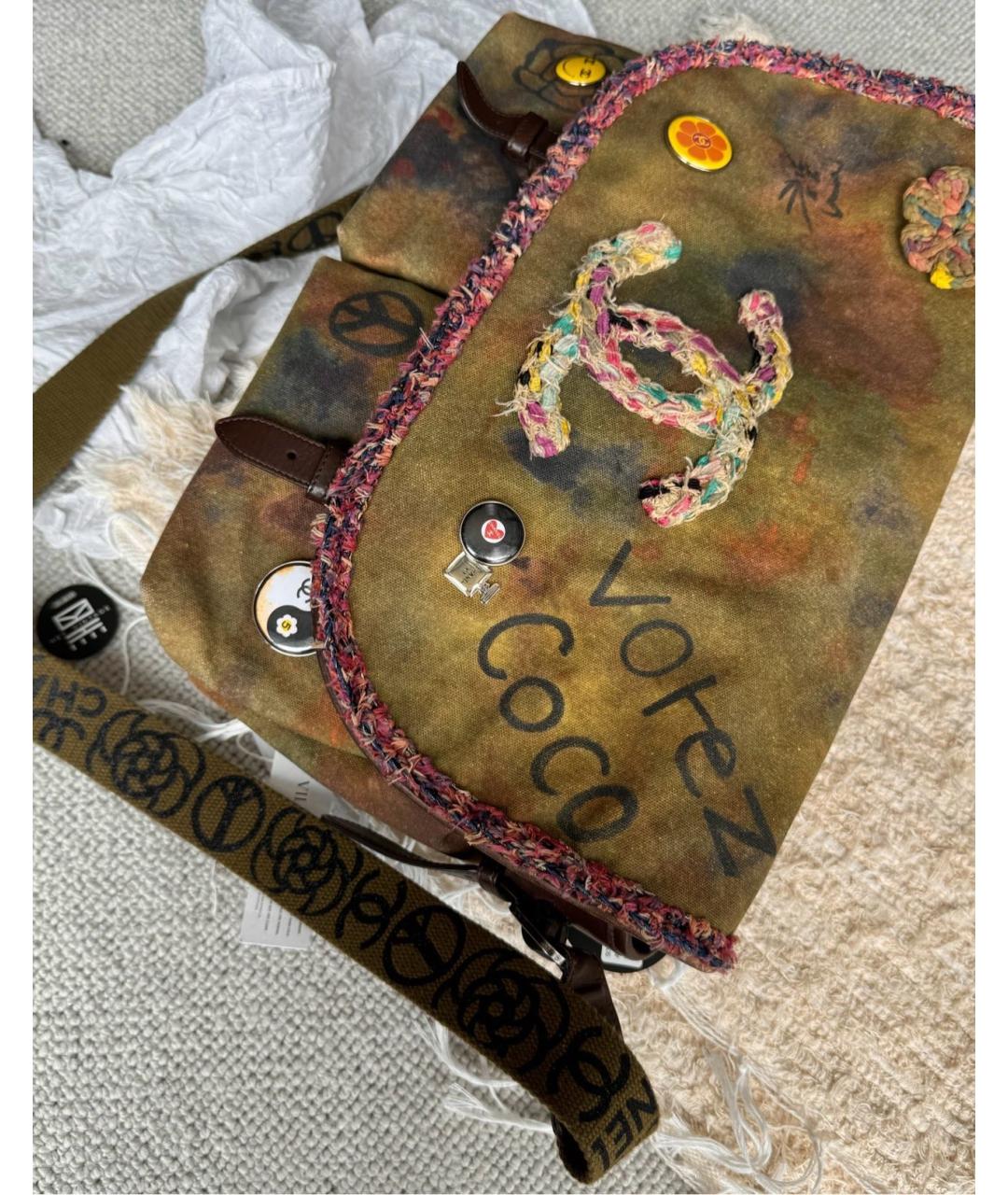 CHANEL Желтая тканевая сумка через плечо, фото 2