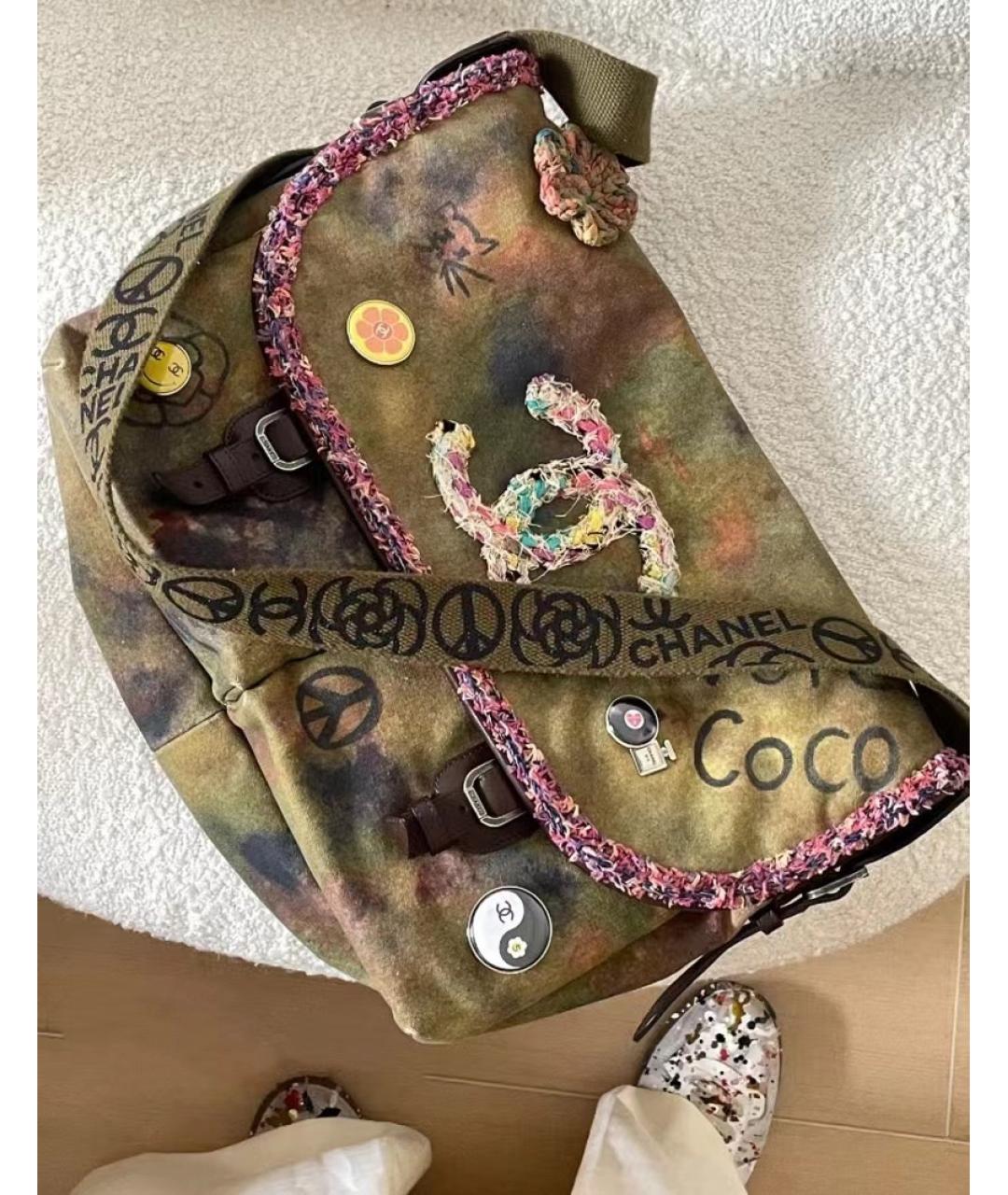 CHANEL Желтая тканевая сумка через плечо, фото 6