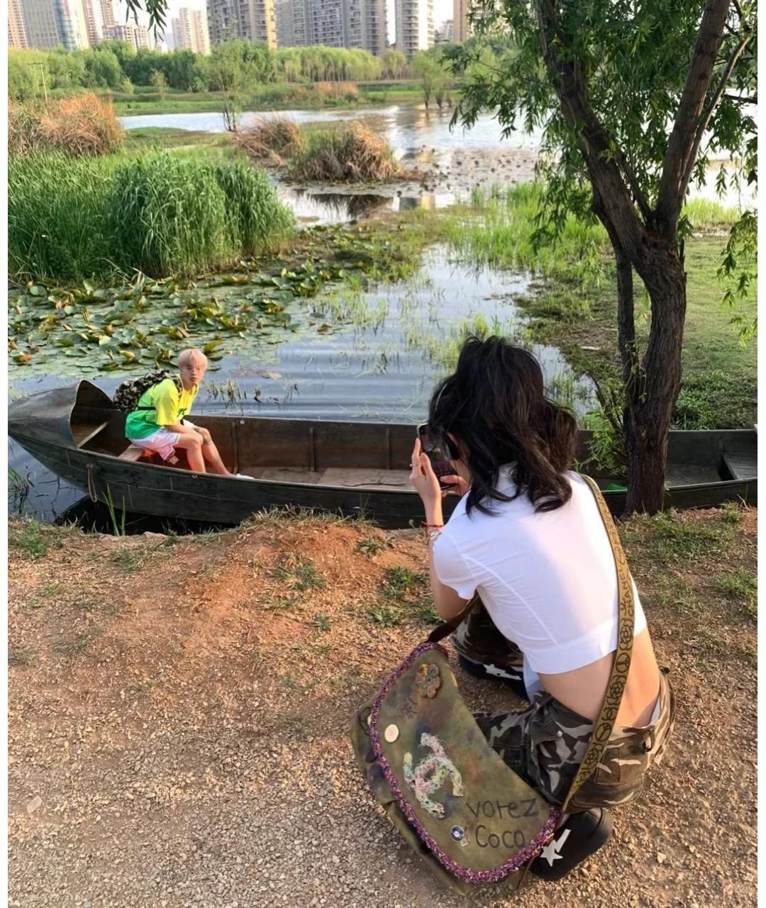 CHANEL Желтая тканевая сумка через плечо, фото 5