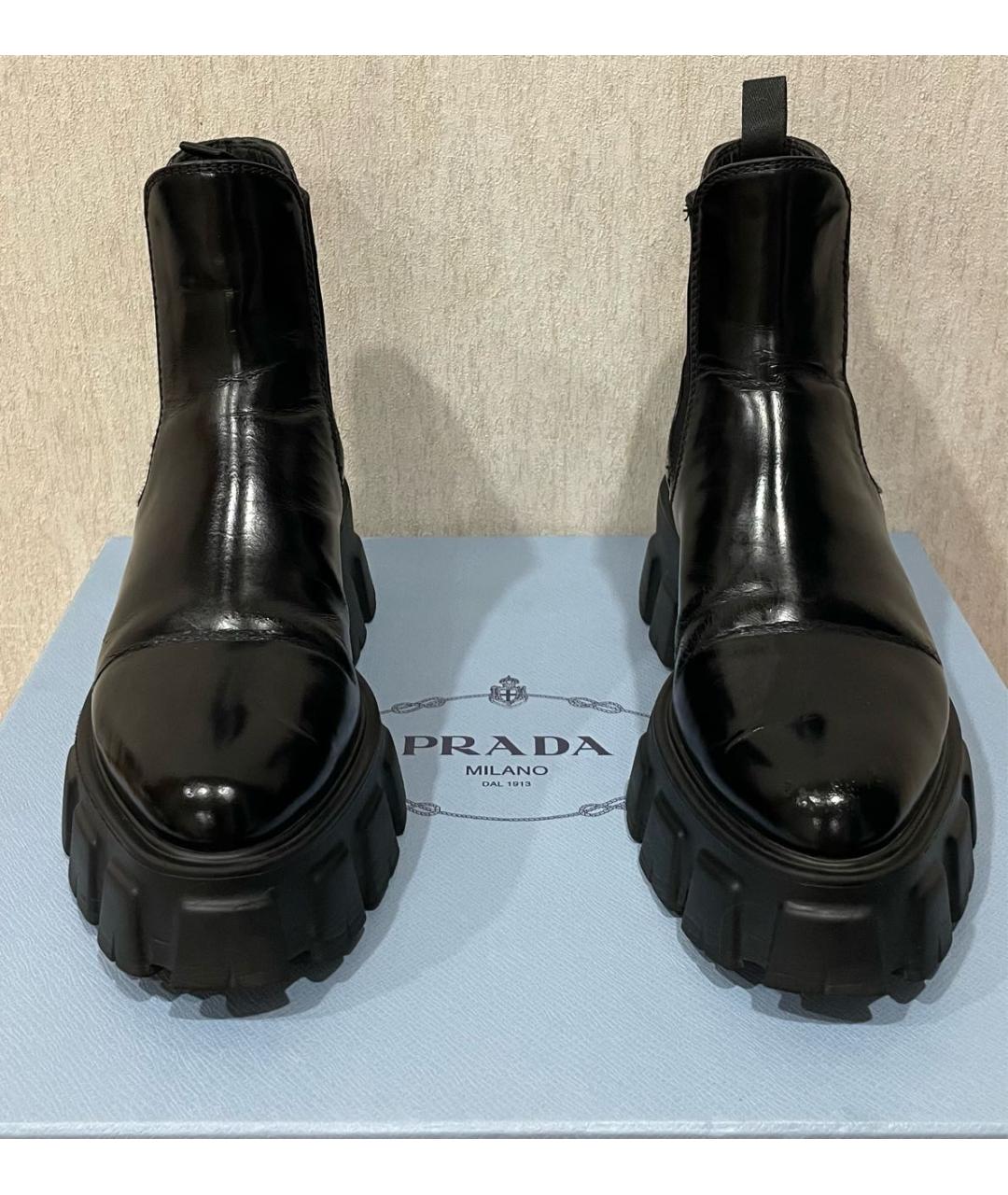 PRADA Черные кожаные ботинки, фото 2