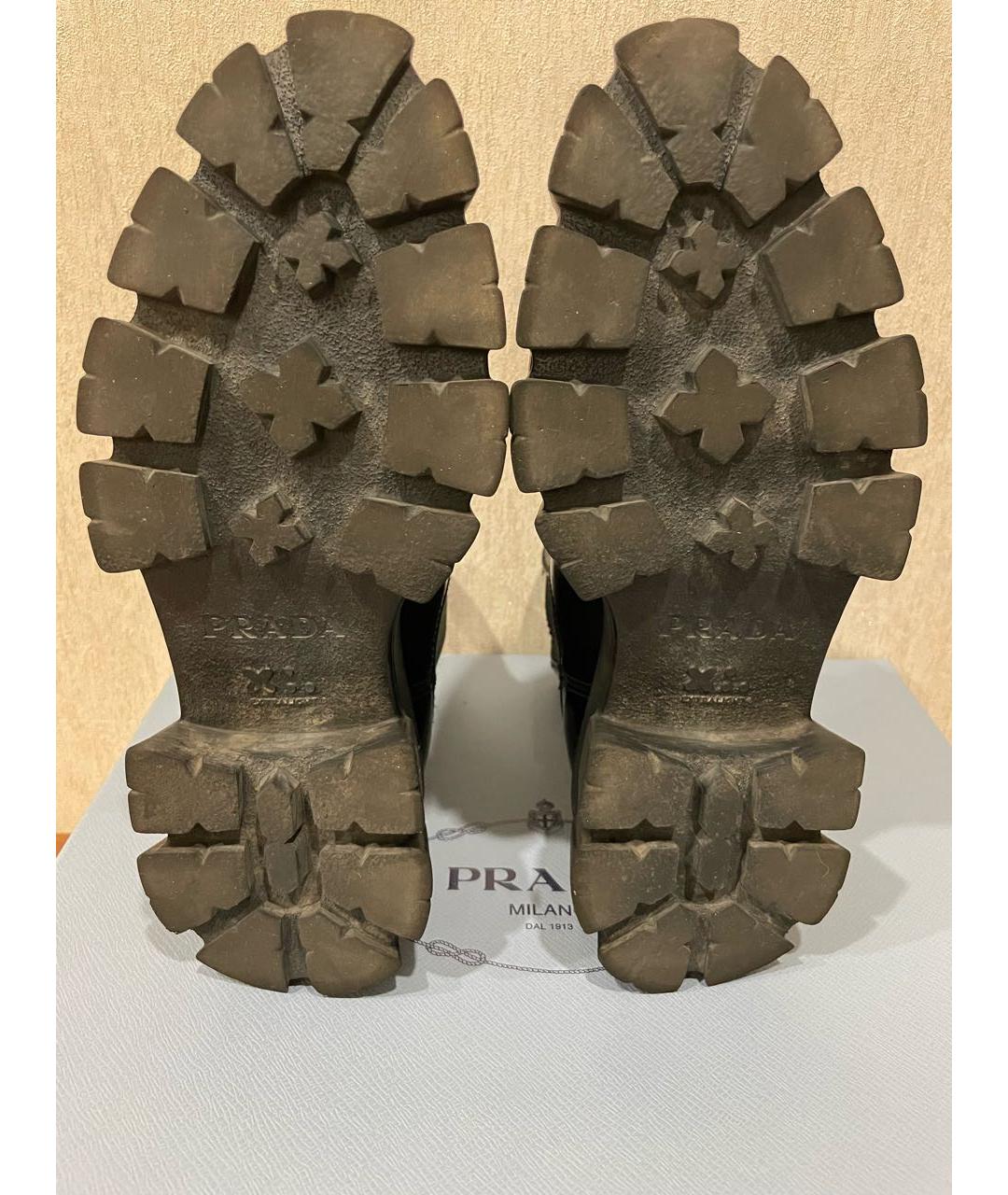 PRADA Черные кожаные ботинки, фото 5