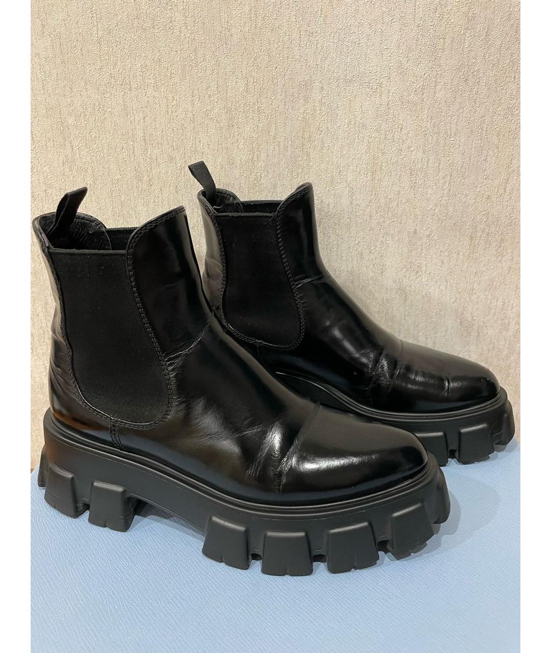 PRADA Черные кожаные ботинки, фото 7