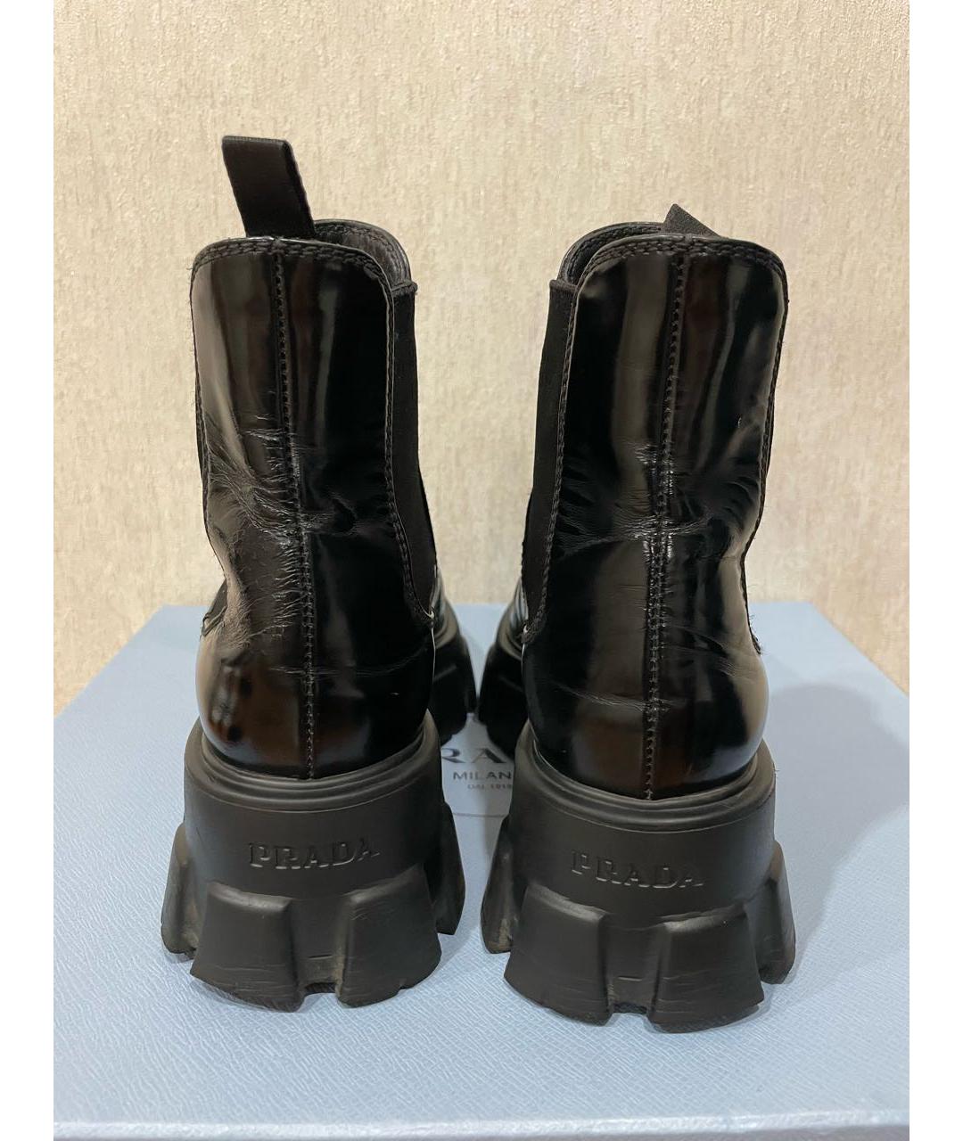 PRADA Черные кожаные ботинки, фото 4