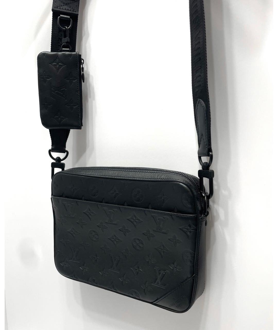 LOUIS VUITTON Черная кожаная сумка на плечо, фото 3