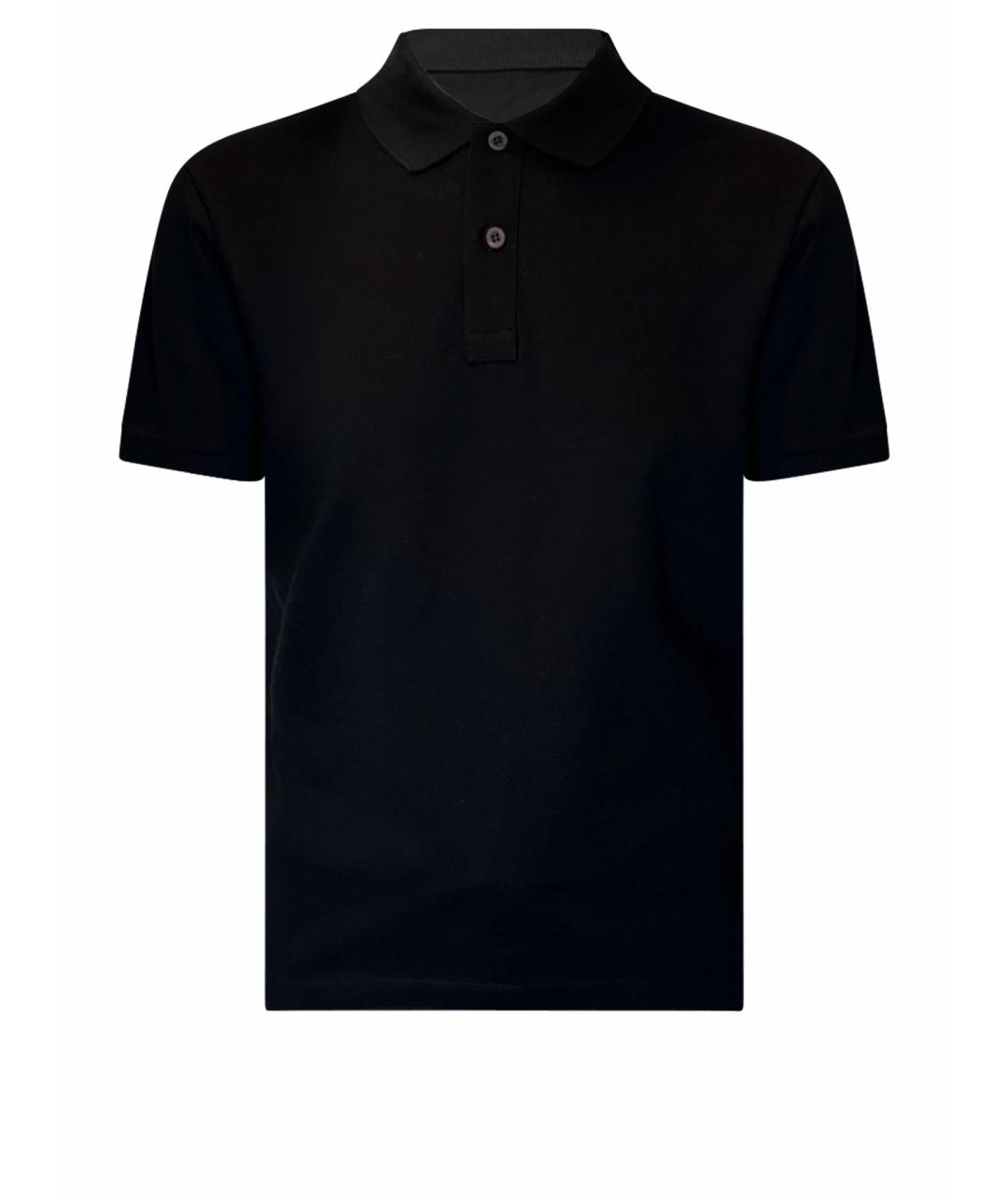 PRADA Черное хлопковое поло с коротким рукавом, фото 1