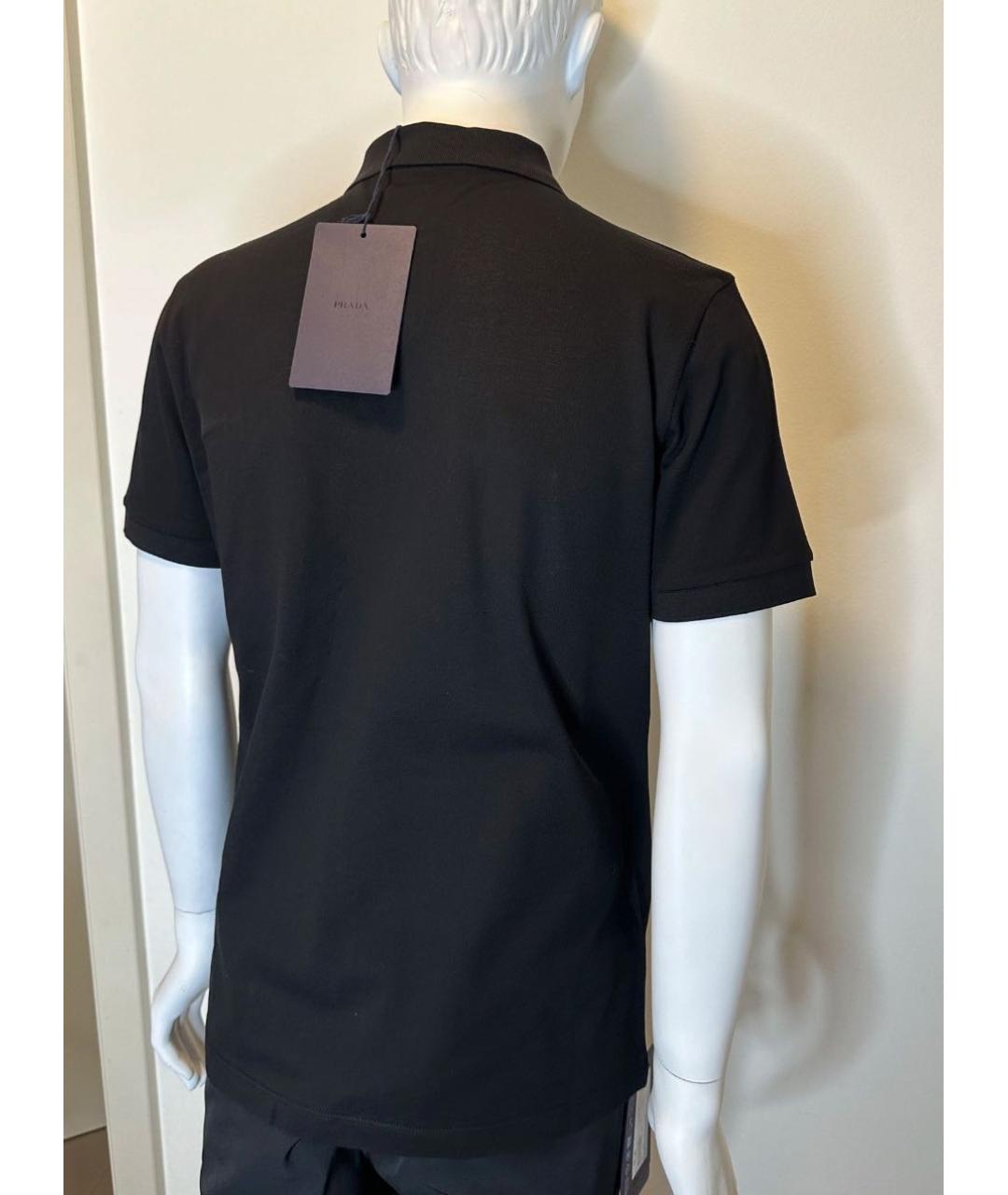 PRADA Черное хлопковое поло с коротким рукавом, фото 4