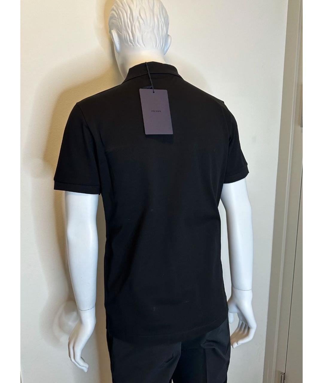 PRADA Черное хлопковое поло с коротким рукавом, фото 2