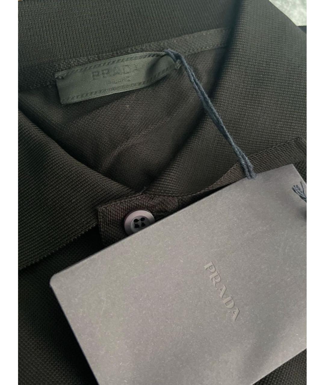 PRADA Черное хлопковое поло с коротким рукавом, фото 5