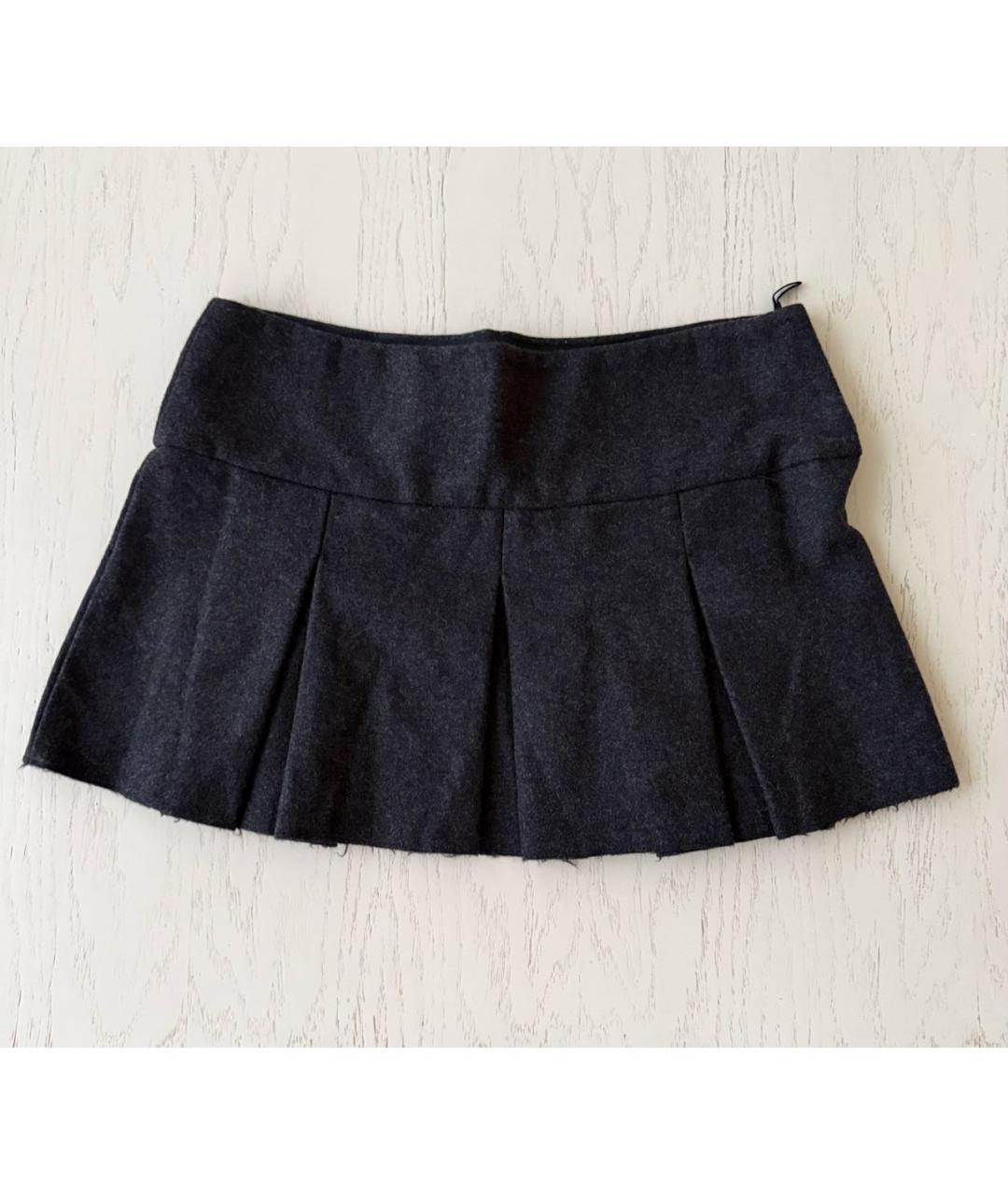 MIU MIU Черная шерстяная юбка мини, фото 9