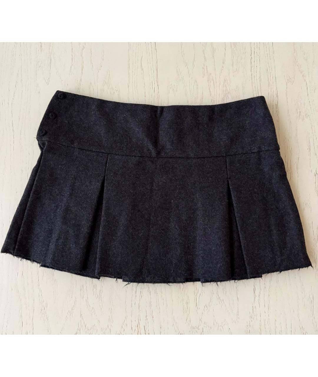 MIU MIU Черная шерстяная юбка мини, фото 2