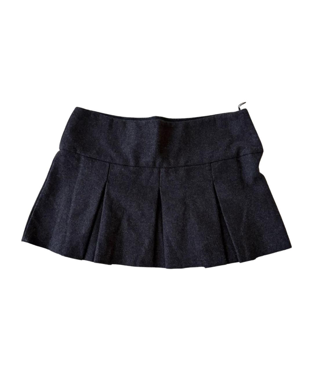 MIU MIU Черная шерстяная юбка мини, фото 1