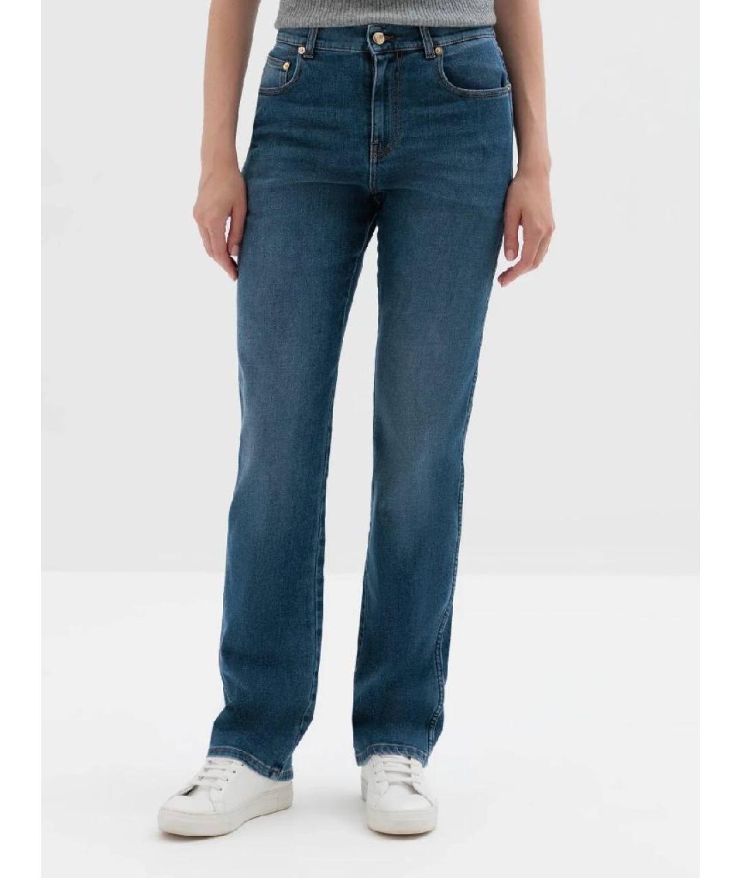 FABIANA FILIPPI Синие хлопко-эластановые прямые джинсы, фото 5