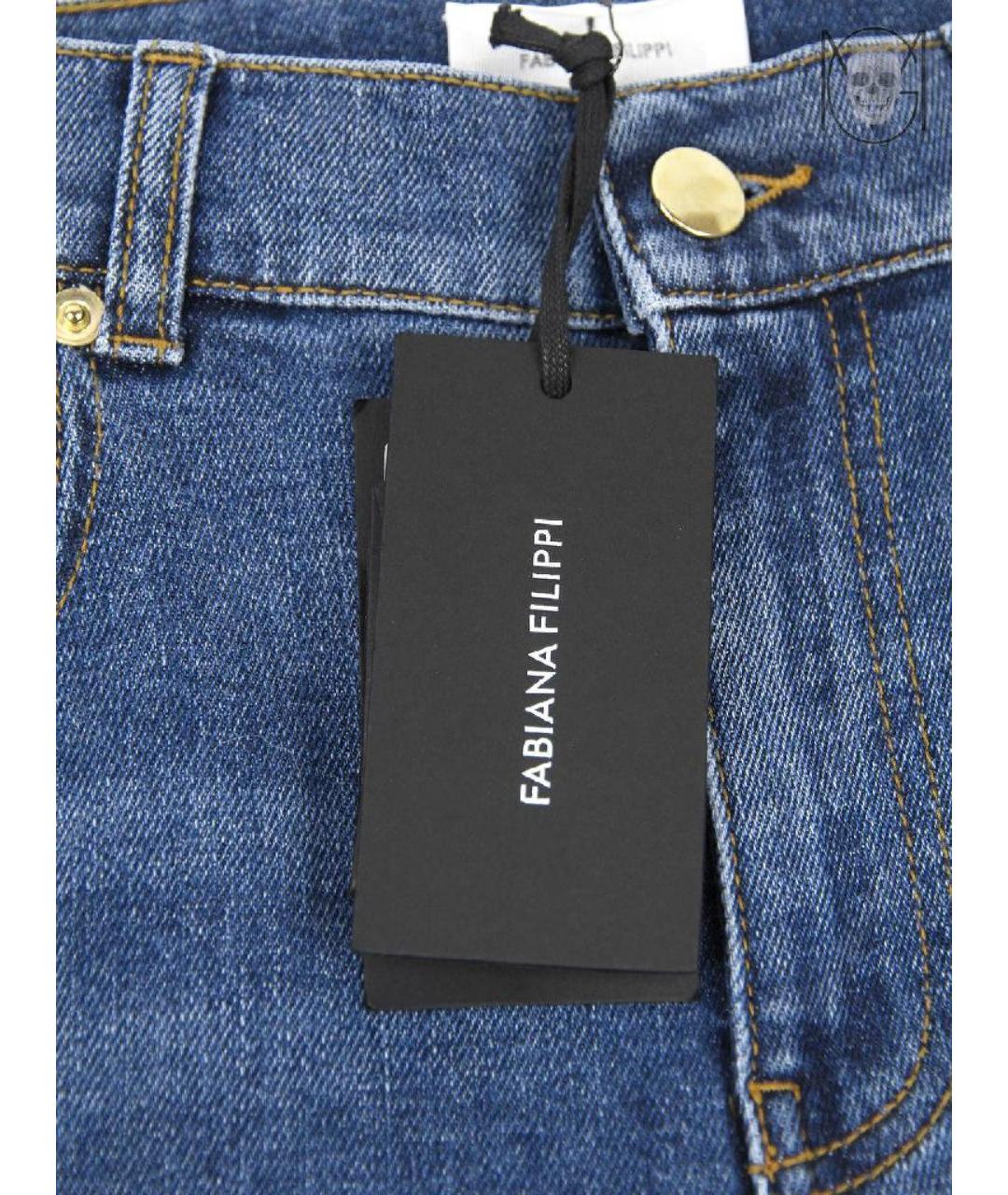FABIANA FILIPPI Синие хлопко-эластановые прямые джинсы, фото 8