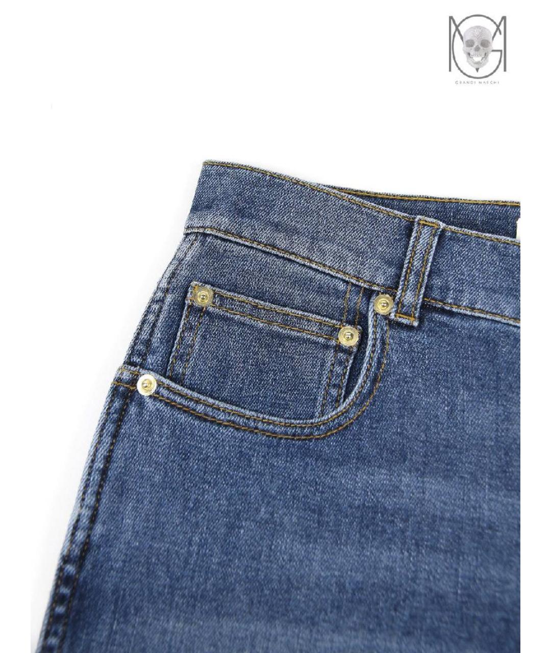 FABIANA FILIPPI Синие хлопко-эластановые прямые джинсы, фото 9