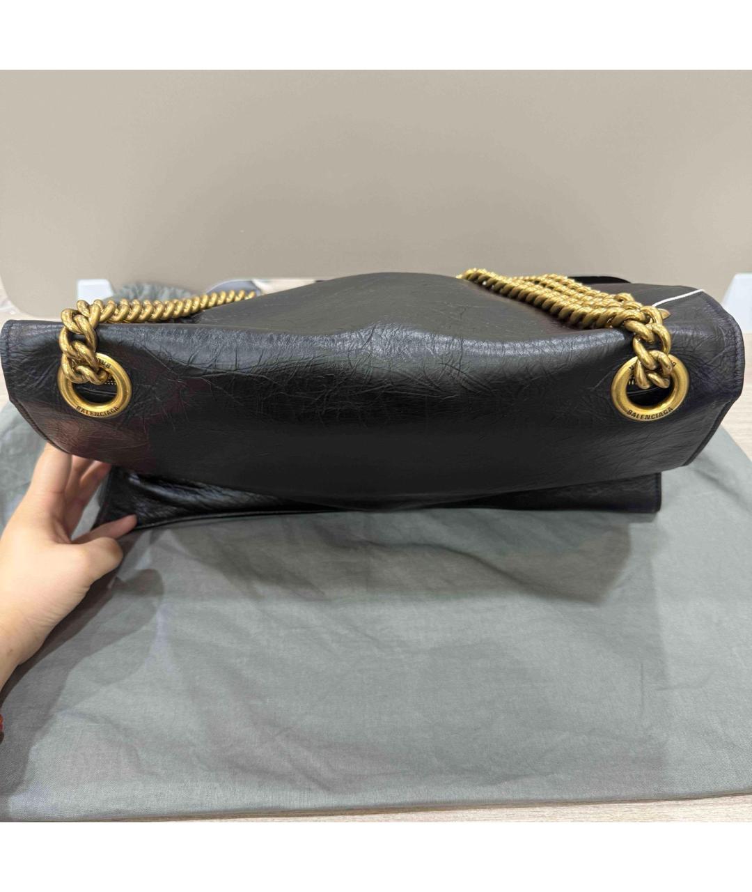 BALENCIAGA Черная кожаная сумка через плечо, фото 4