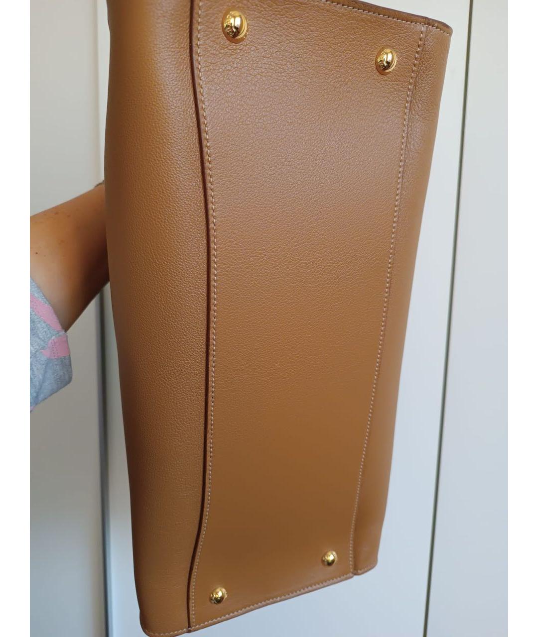 PRADA Коричневая кожаная сумка с короткими ручками, фото 4