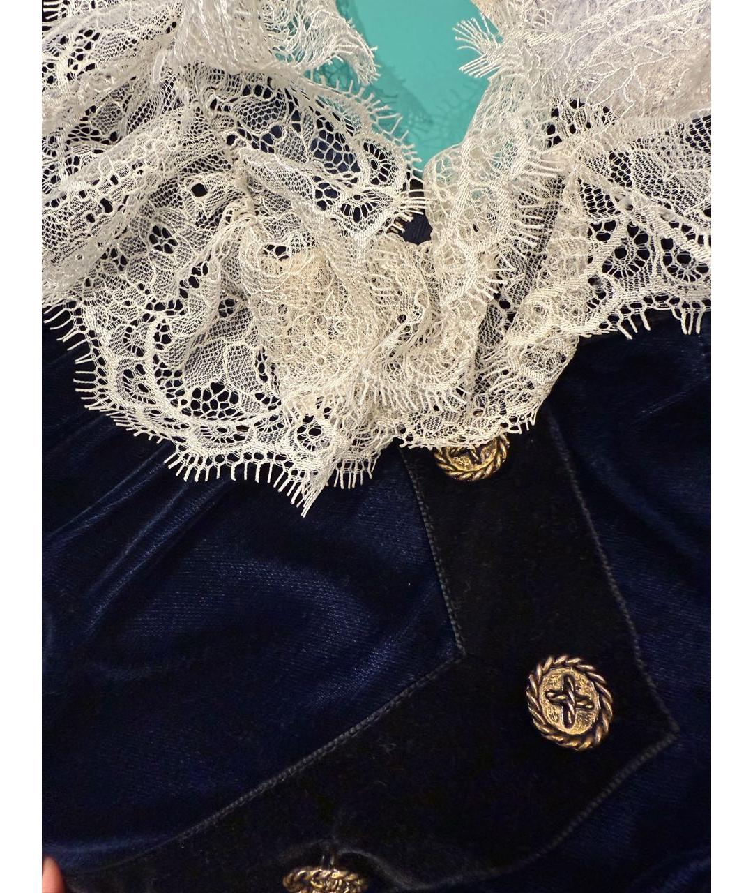 PHILOSOPHY DI LORENZO SERAFINI Синее бархатное вечернее платье, фото 4