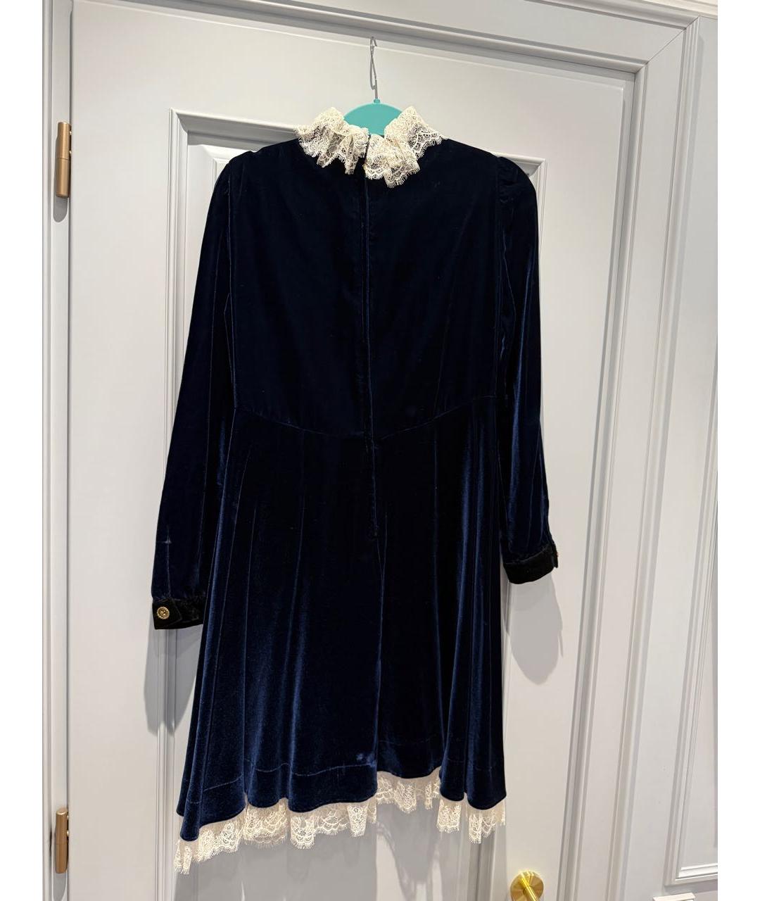 PHILOSOPHY DI LORENZO SERAFINI Синее бархатное вечернее платье, фото 2
