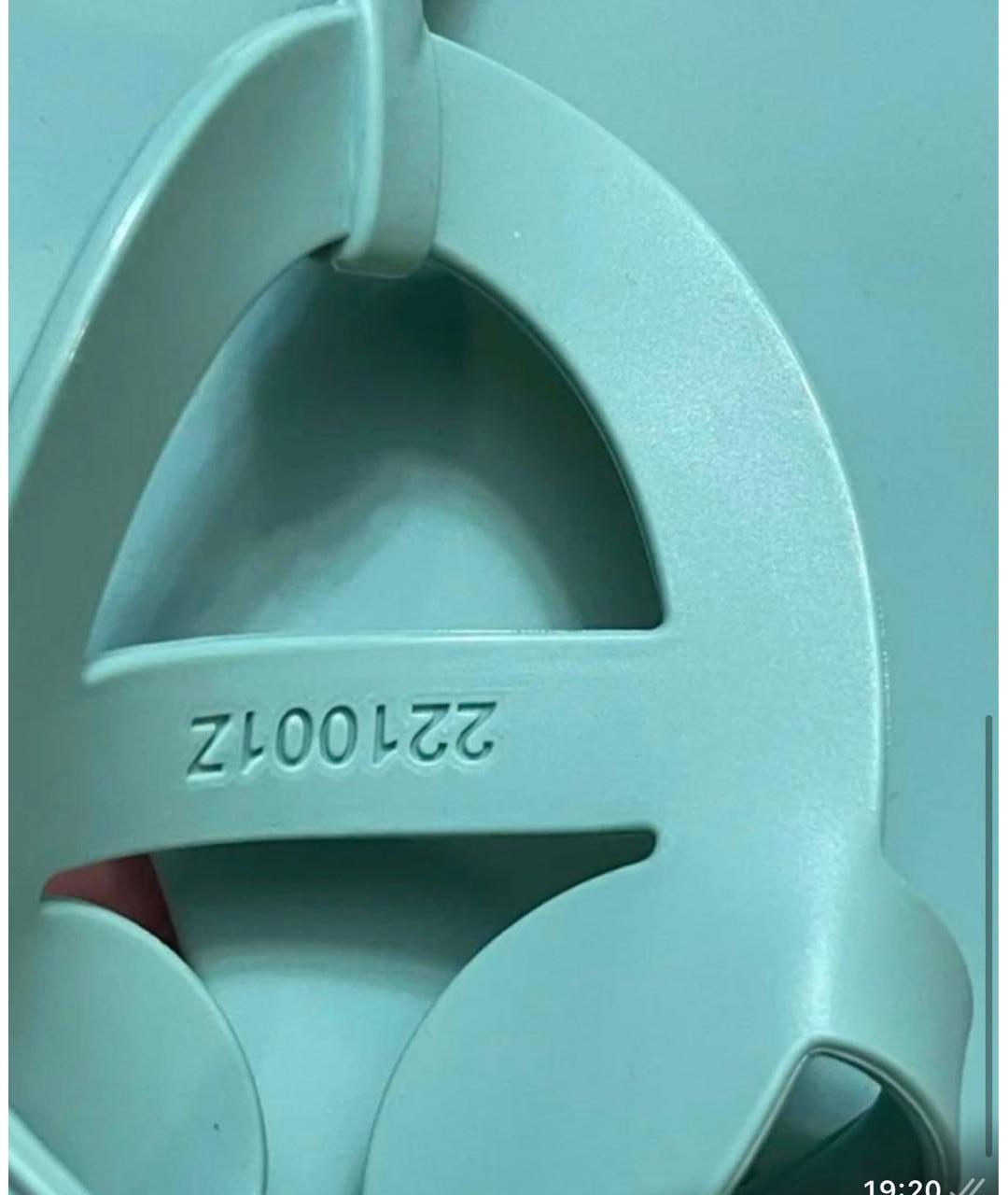 HERMES Бирюзовые резиновые шлепанцы, фото 5