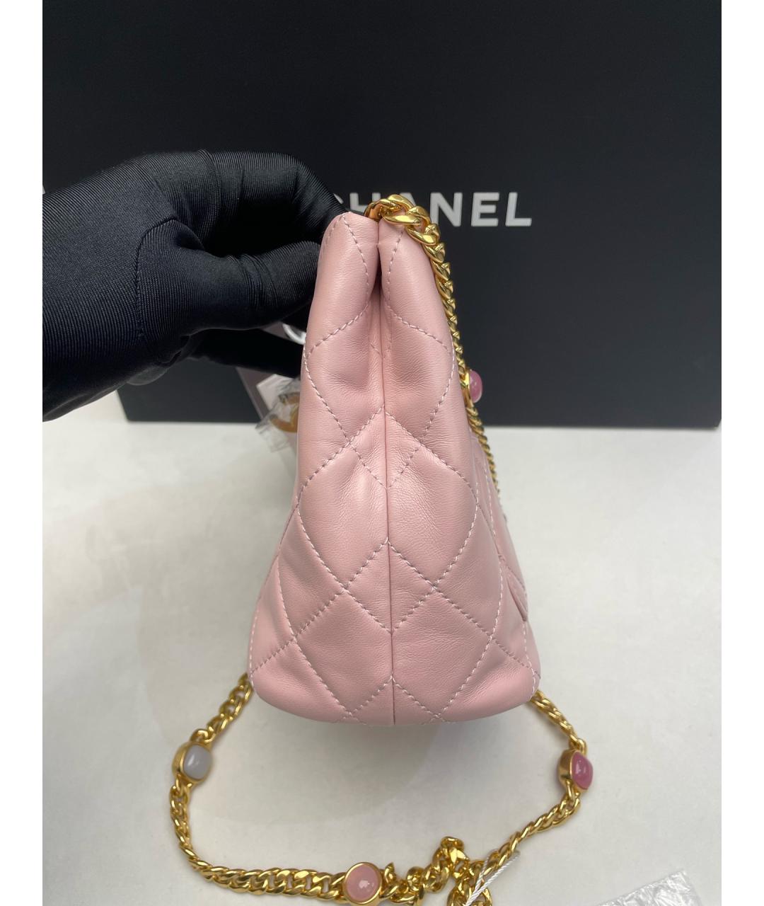 CHANEL Розовая кожаная сумка через плечо, фото 4