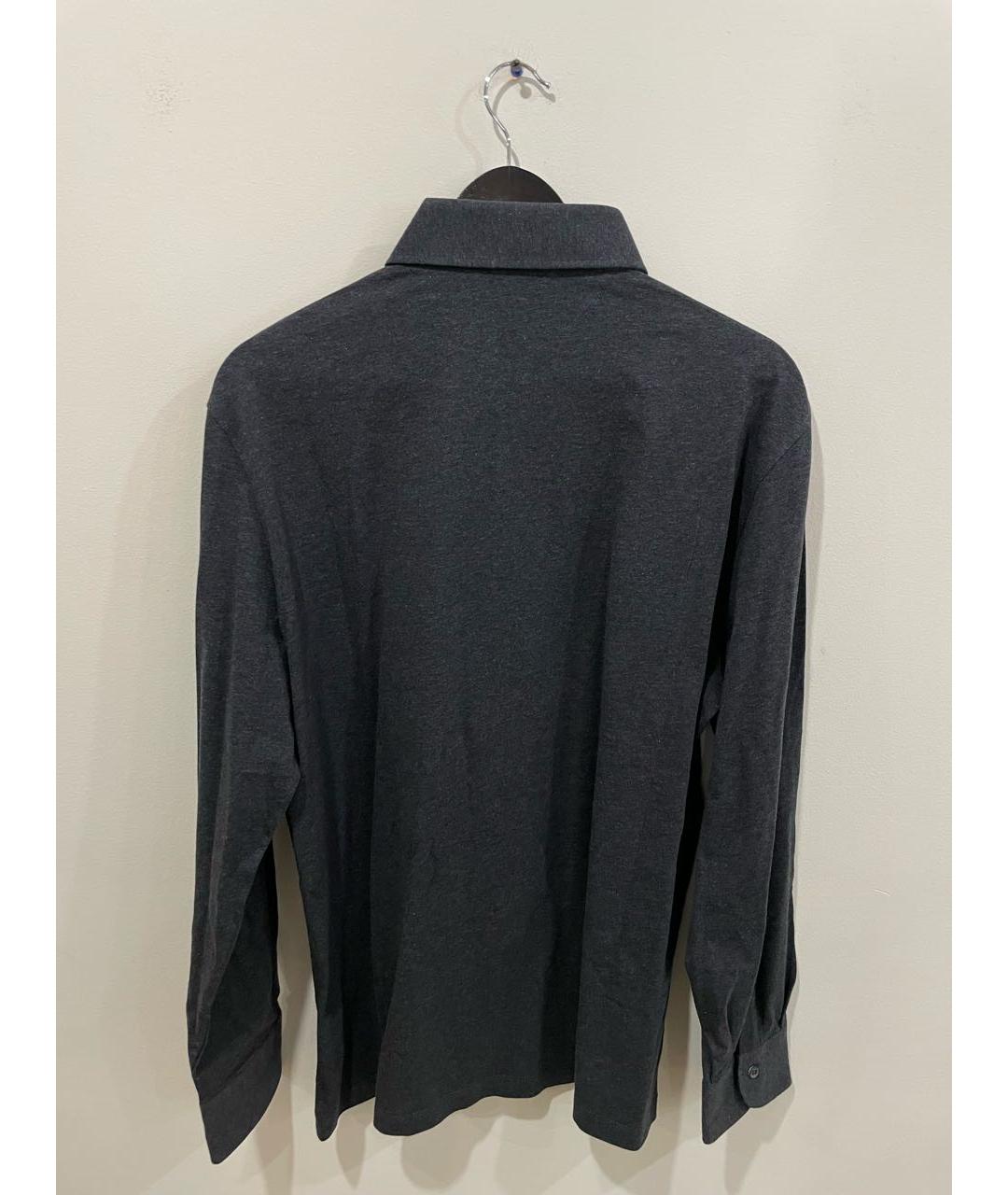 BRUNELLO CUCINELLI Антрацитовое хлопковое поло с длинным рукавом, фото 2
