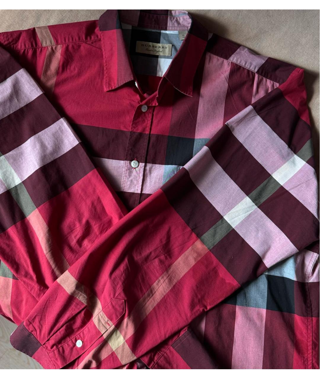 BURBERRY Красная хлопковая кэжуал рубашка, фото 4