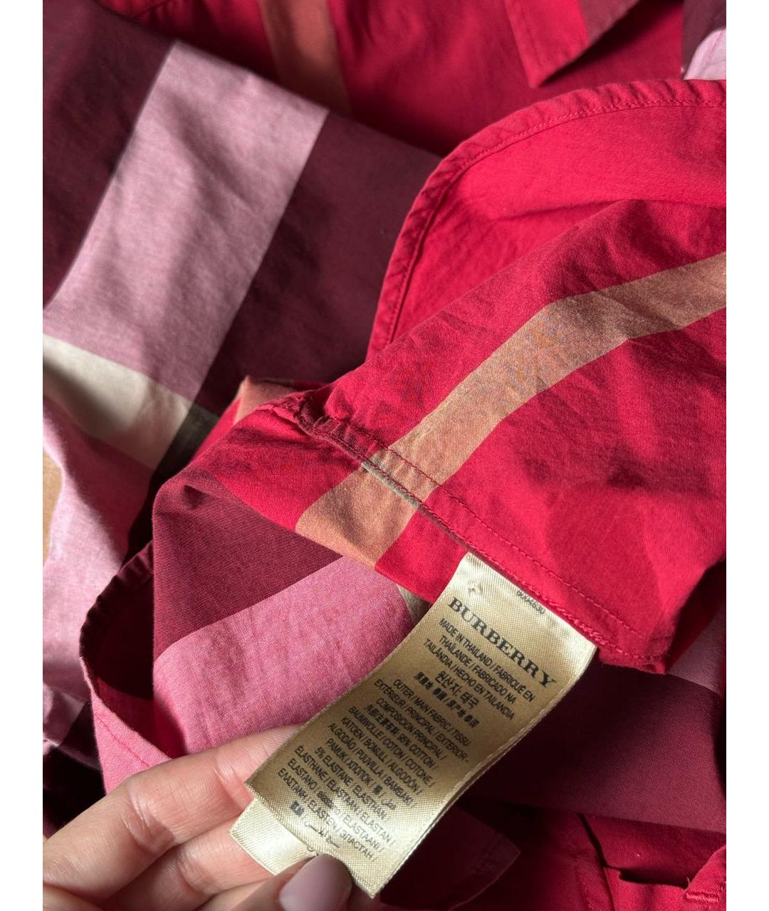 BURBERRY Красная хлопковая кэжуал рубашка, фото 5