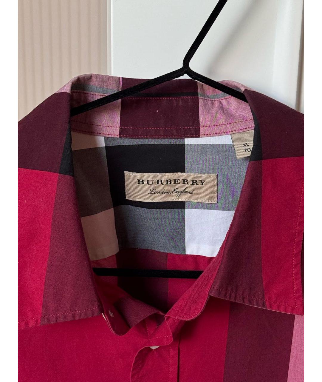 BURBERRY Красная хлопковая кэжуал рубашка, фото 3