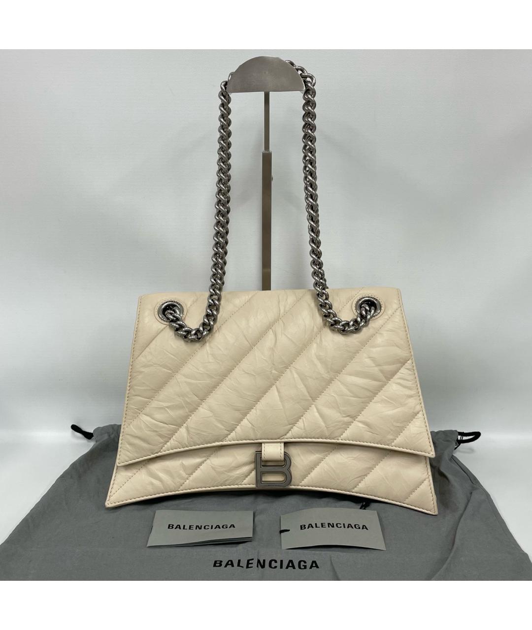 BALENCIAGA Бежевая кожаная сумка через плечо, фото 9