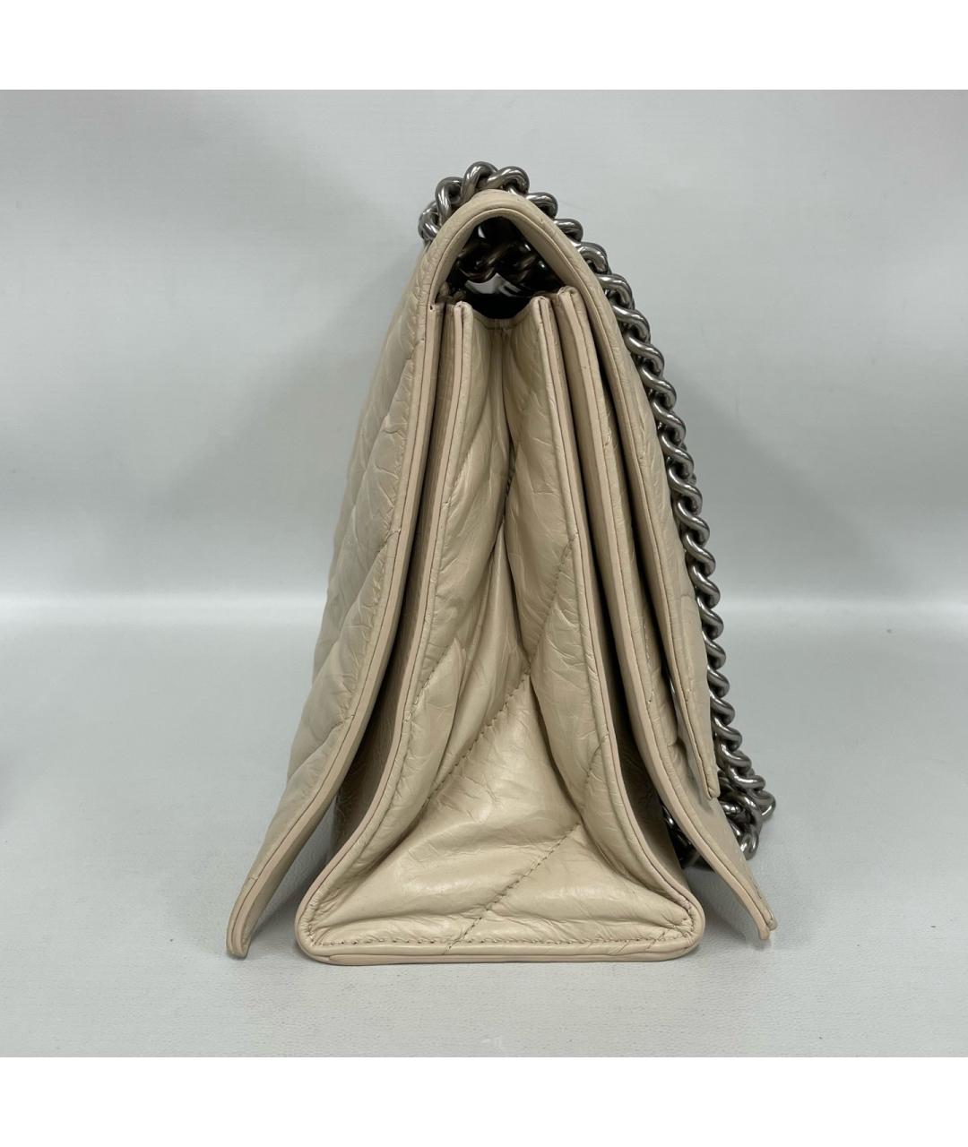 BALENCIAGA Бежевая кожаная сумка через плечо, фото 4