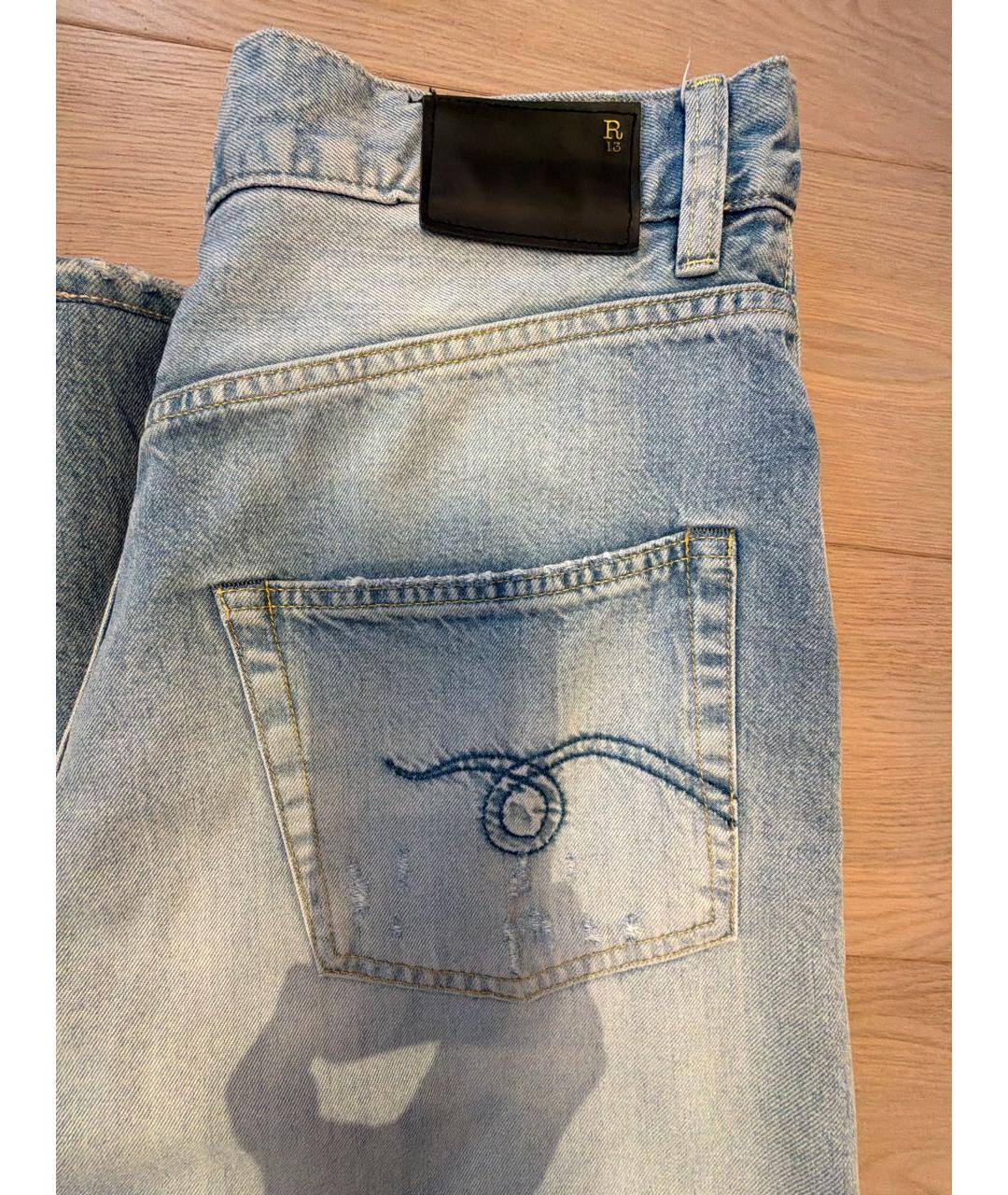R13 Голубые хлопковые джинсы, фото 4