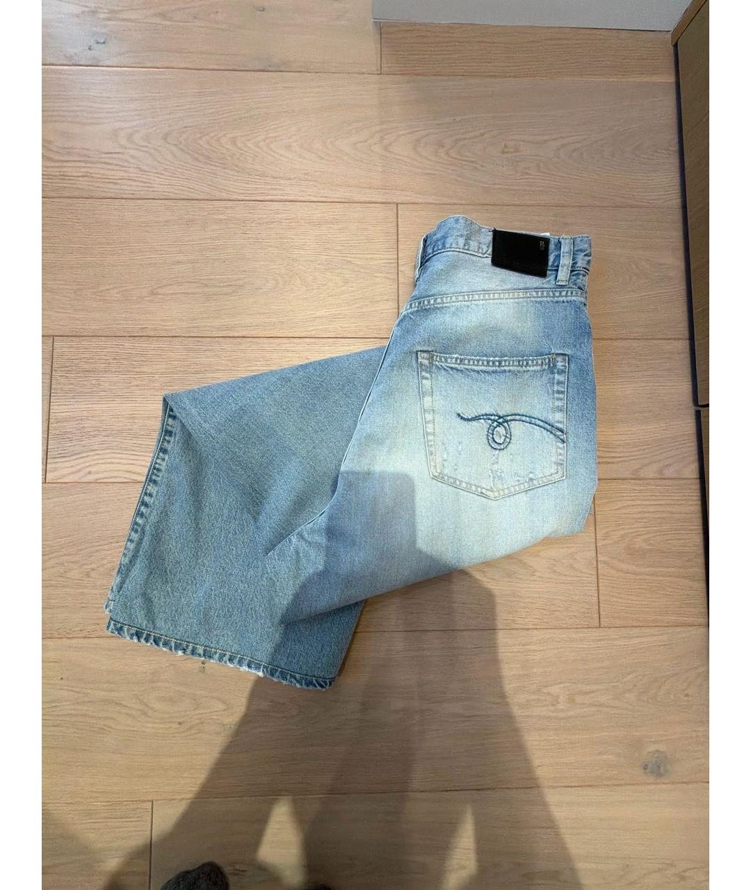 R13 Голубые хлопковые джинсы, фото 7