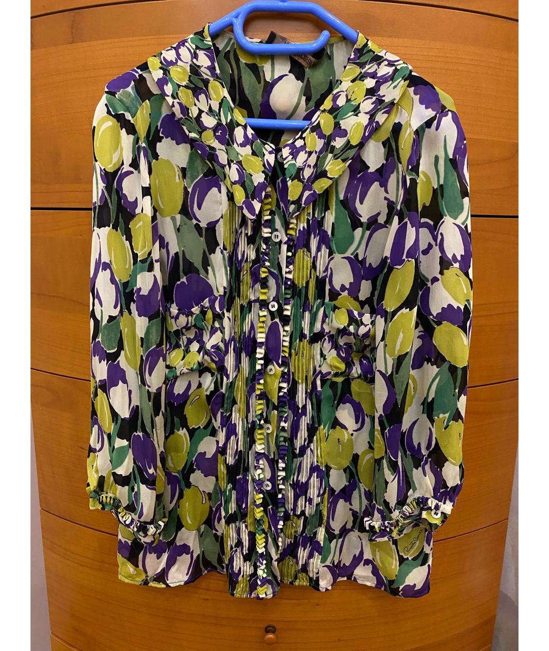 ROBERTO CAVALLI Мульти шелковая блузы, фото 6