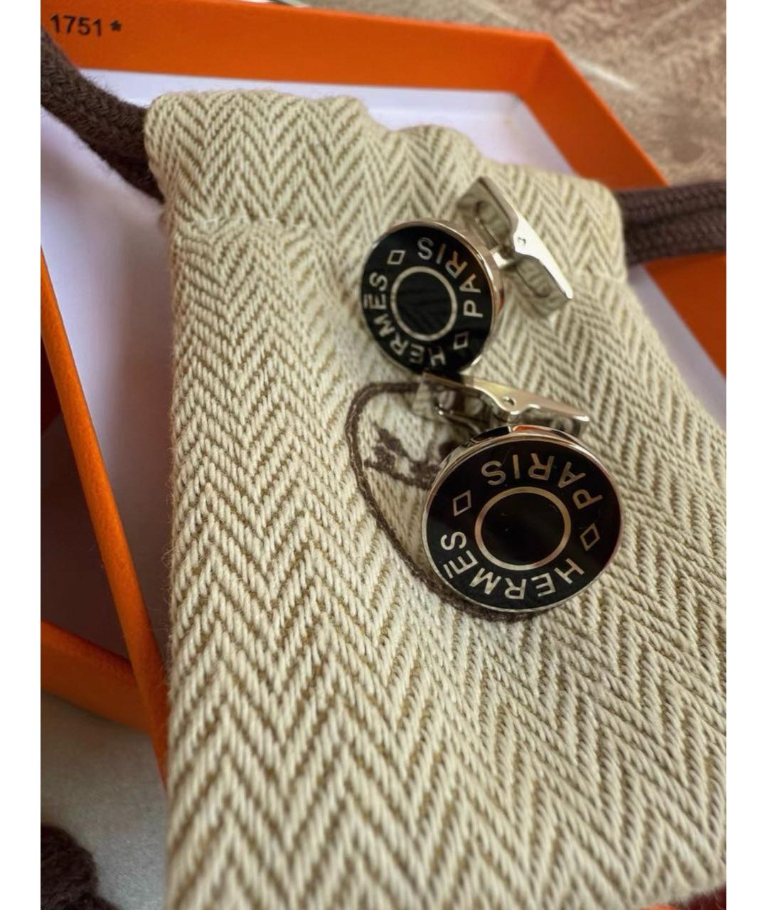 HERMES Черные запонки, фото 2