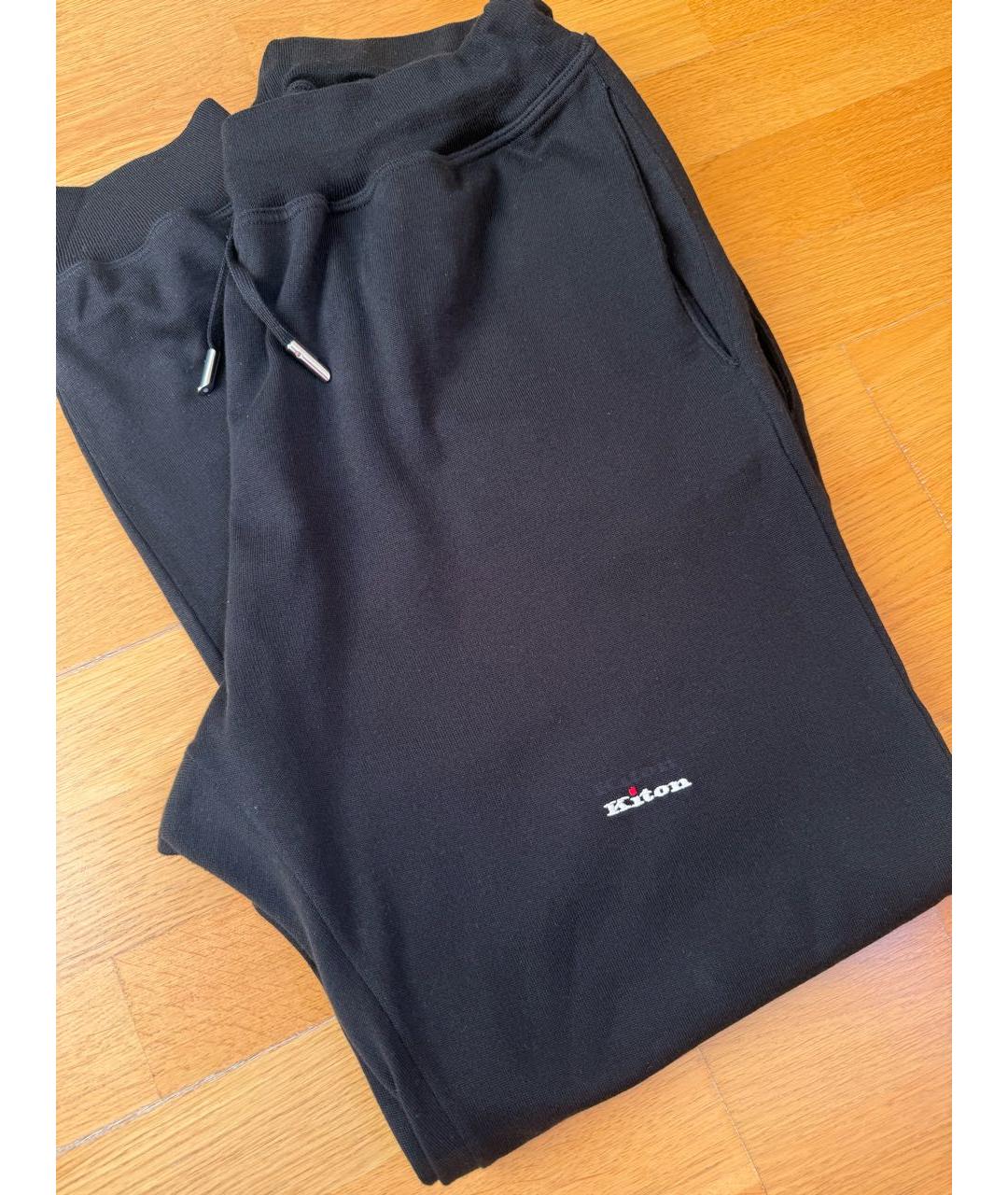 KITON Черные хлопковые повседневные брюки, фото 3