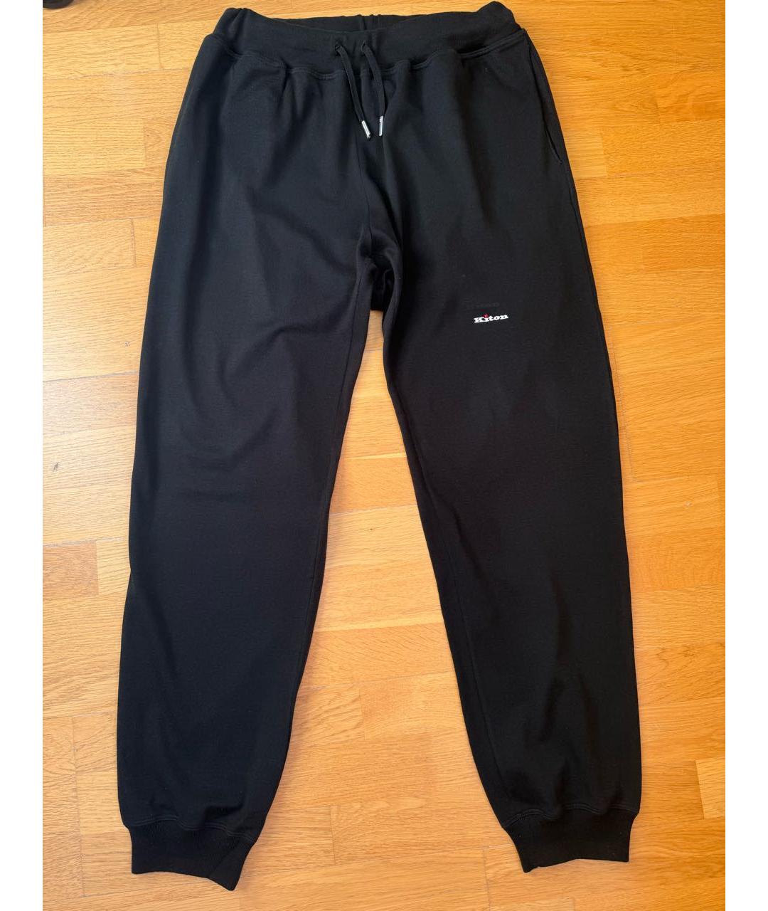 KITON Черные хлопковые повседневные брюки, фото 9