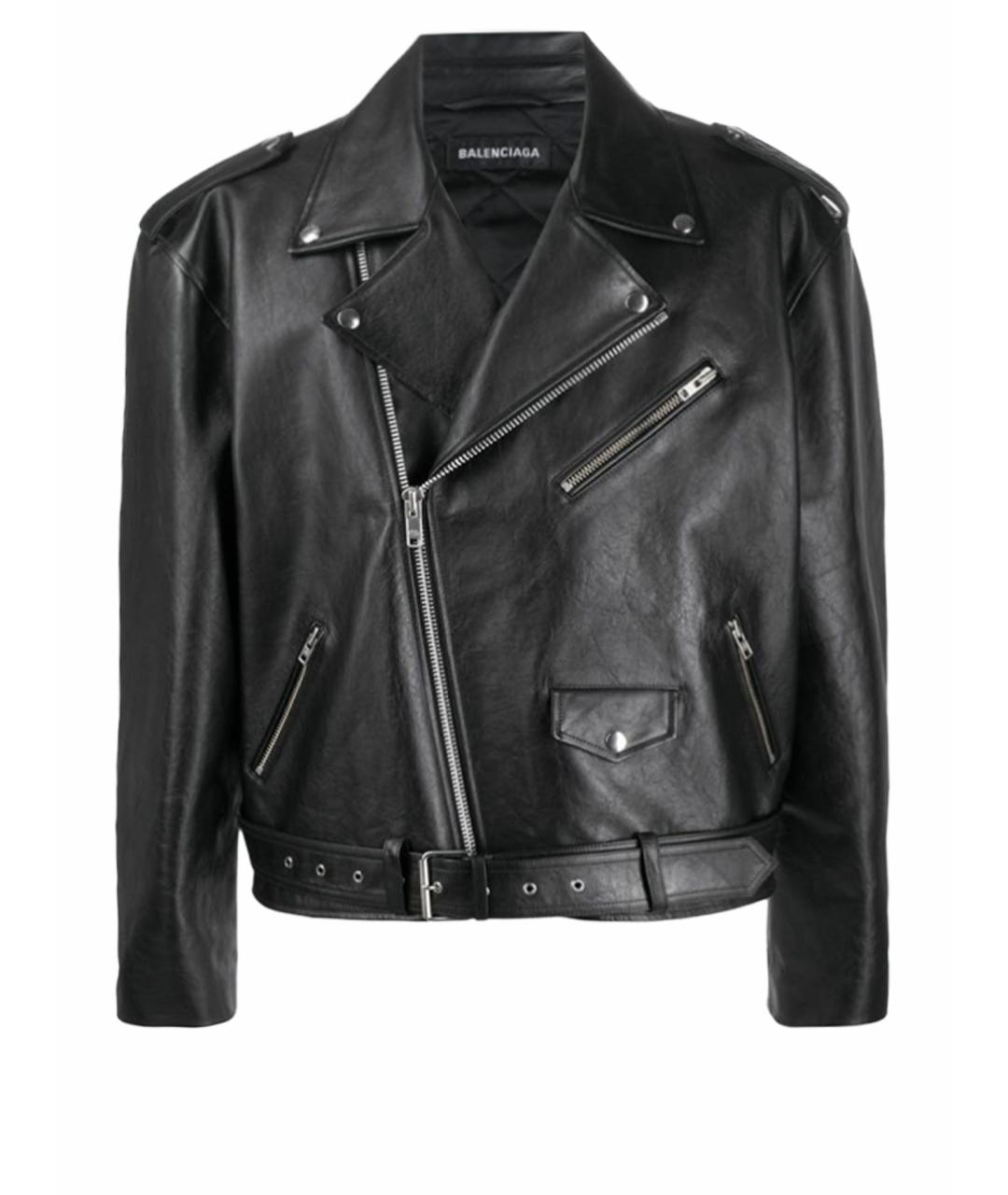 BALENCIAGA Черная кожаная куртка, фото 1