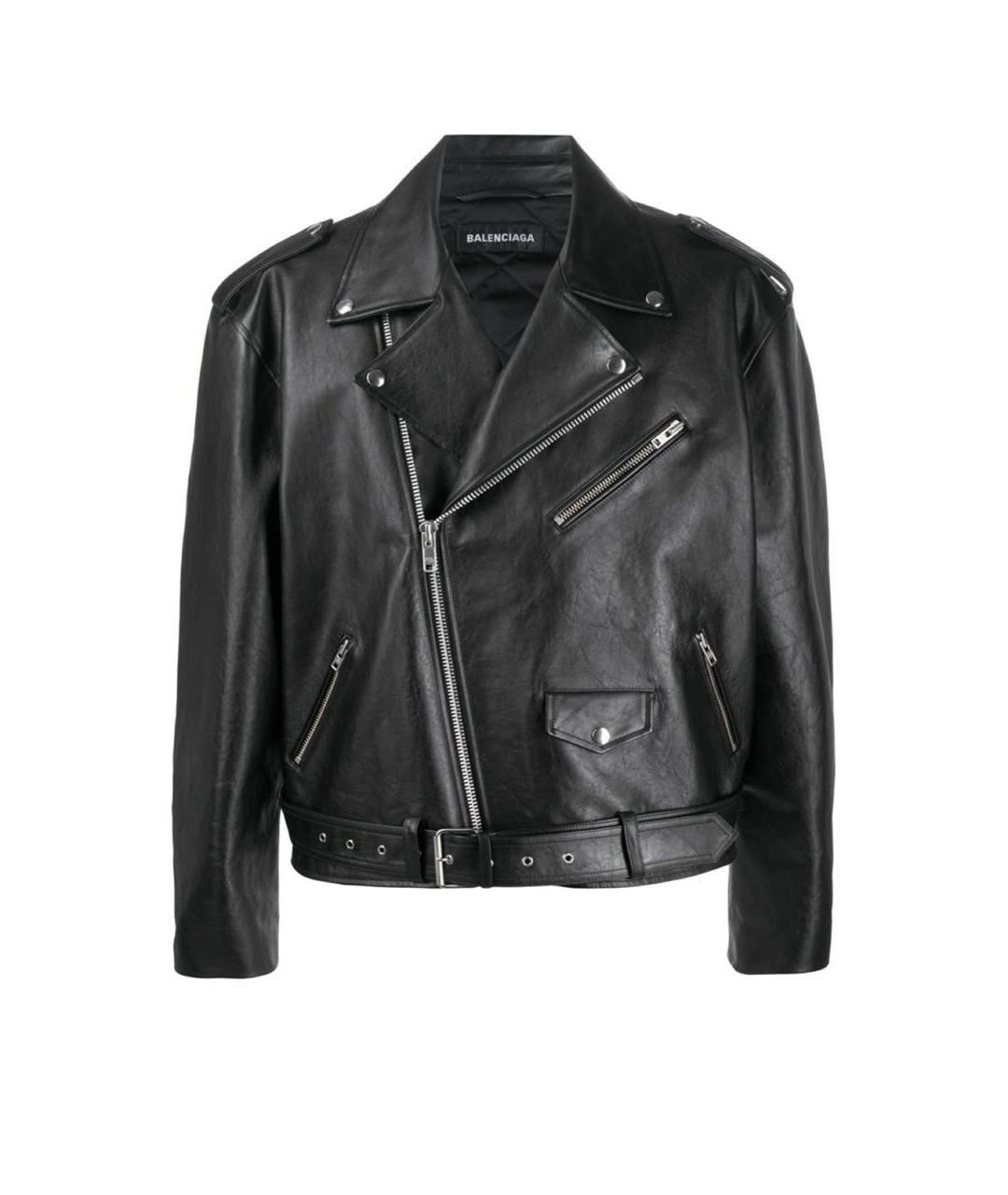 BALENCIAGA Черная кожаная куртка, фото 2