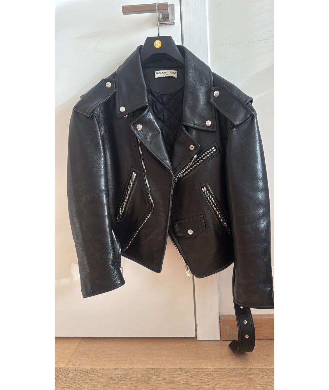 BALENCIAGA Черная кожаная куртка, фото 5