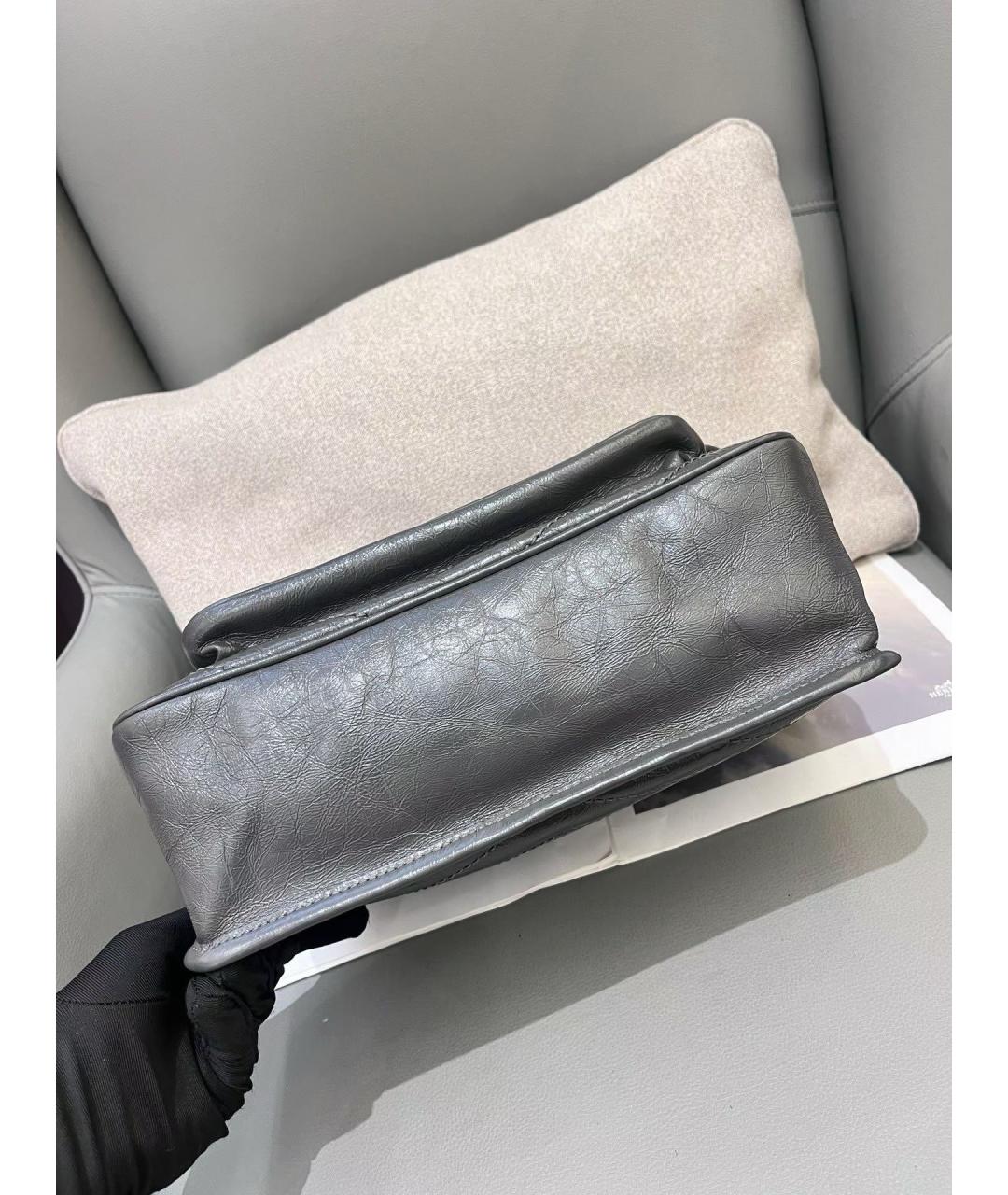 SAINT LAURENT Серая кожаная сумка через плечо, фото 6