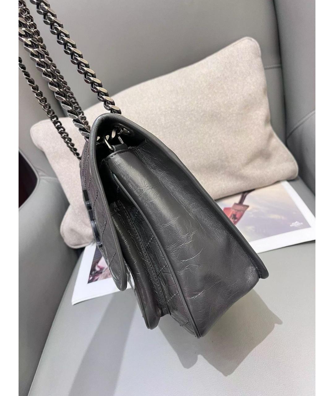 SAINT LAURENT Серая кожаная сумка через плечо, фото 3