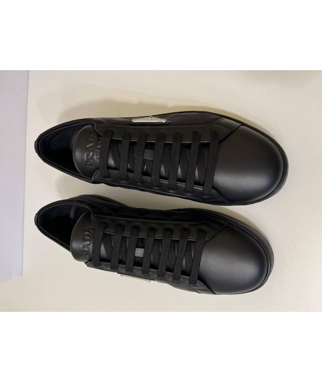 PRADA Черные текстильные низкие кроссовки / кеды, фото 8