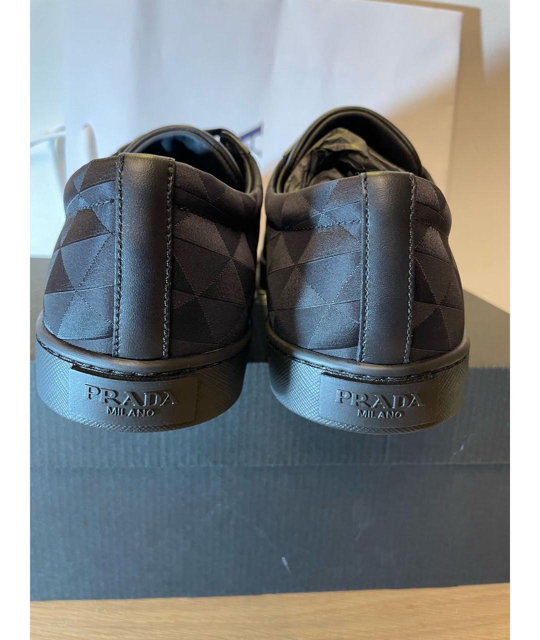 PRADA Черные текстильные низкие кроссовки / кеды, фото 4