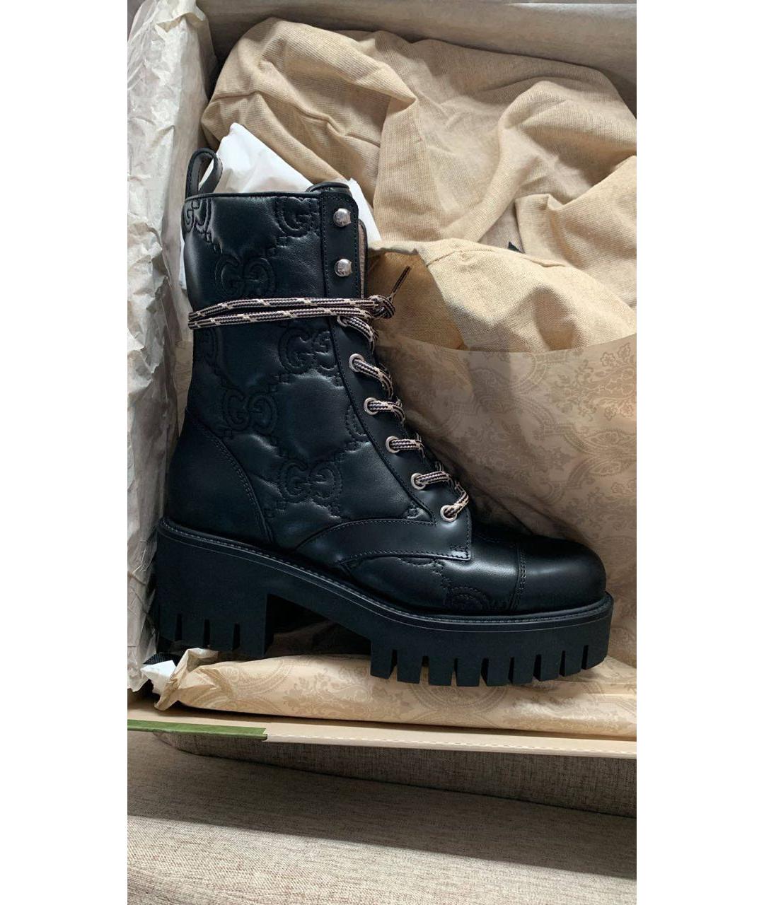 GUCCI Черные кожаные ботинки, фото 4