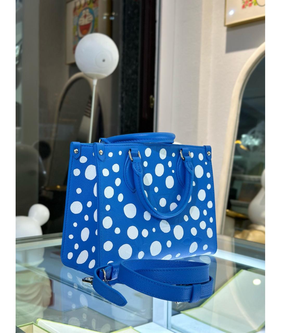 LOUIS VUITTON Голубая кожаная сумка с короткими ручками, фото 2